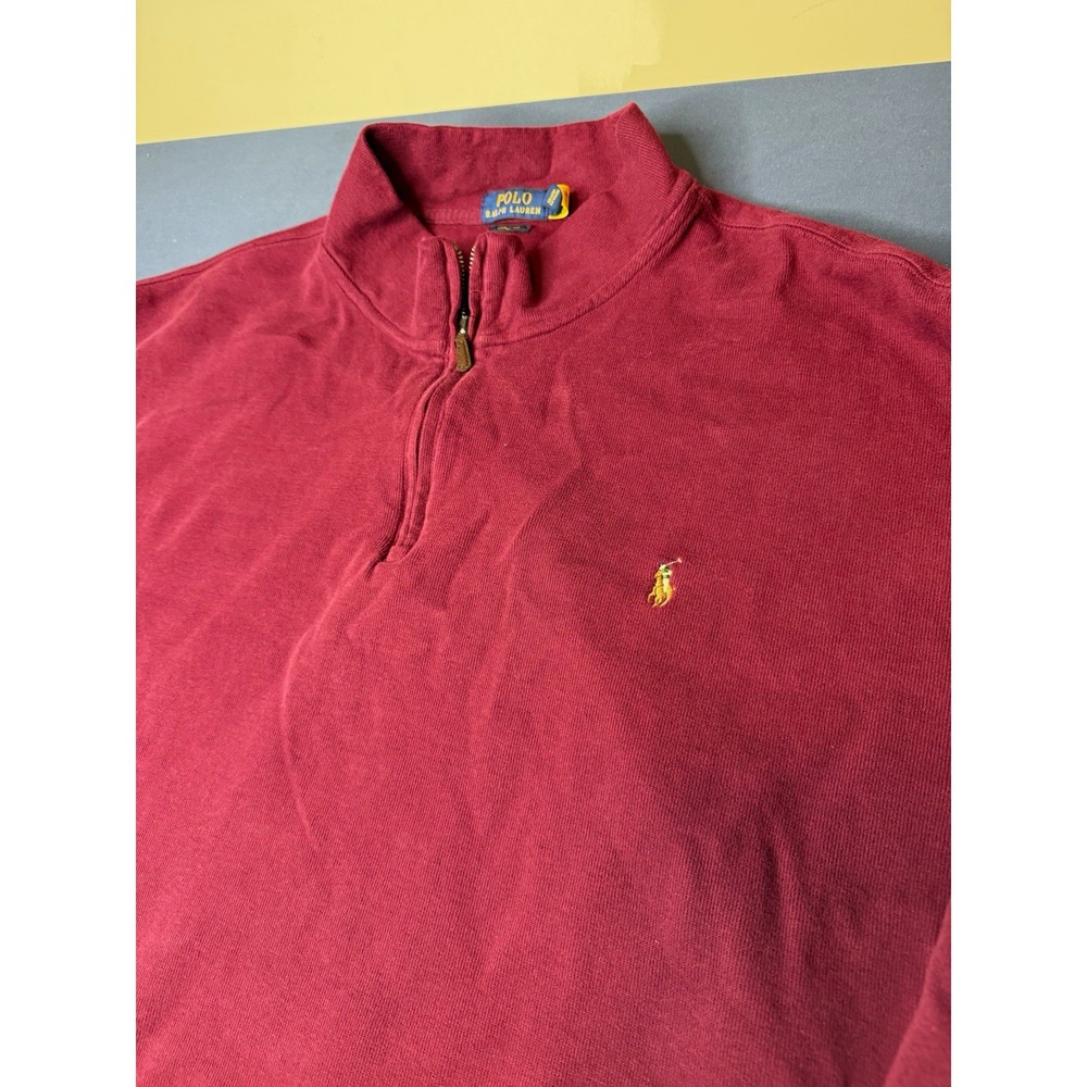 Polo Ralph Lauren Burgundy 1/4 Zip Mock Neck Knit Sweater Men's 4XLT Big & Tall